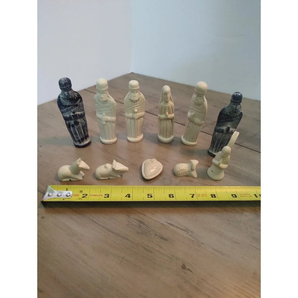 11 Piece Soap Stone Nativity Set Hand Carved African Folk Art Christmas